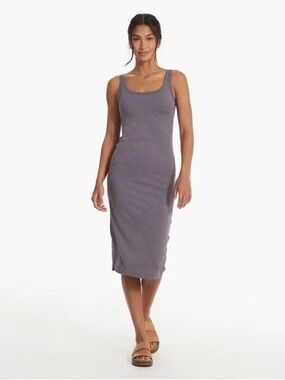Vuori Halo Midi Dress in Heather Gray